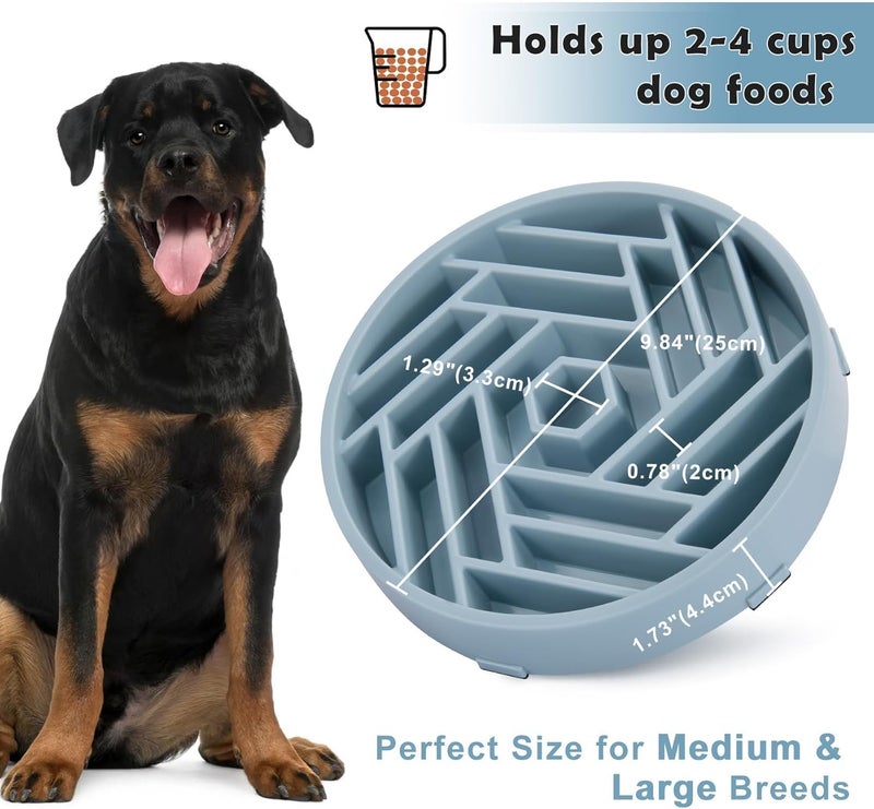 tobyto Slow Feeder Dog Bowls Large Medium Breed,Anti-Choking Slow Eating Dog Food Bowl,Non Slip Pet Slower Food Feeding Bowls Large Puzzle Slow Feeder Bloat Stop Maze Dog Dishes,Mist Blue - Image 5